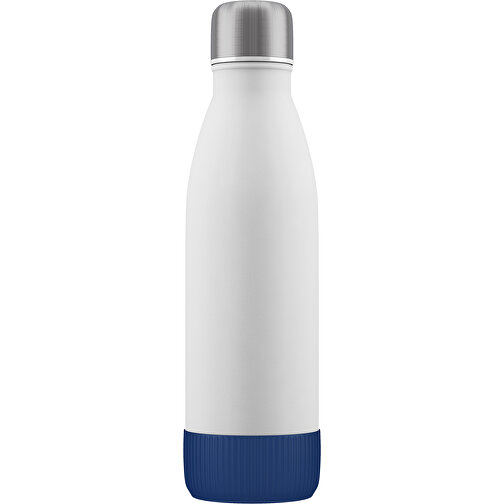 Thermoflasche RETUMBLER-NIZZA CORPORATE , Retumbler, weiß / dunkelblau, Edelstahl, Silikon, Kunststoff, 7,00cm x 2,65cm x 4,30cm (Länge x Höhe x Breite), Bild 1