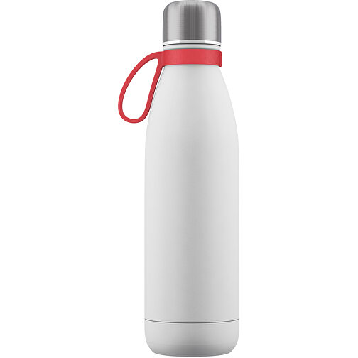 Thermoflasche RETUMBLER-NIZZA CORPORATE , Retumbler, weiß / rot, Edelstahl, Silikon, Kunststoff, 7,00cm x 2,65cm x 4,30cm (Länge x Höhe x Breite), Bild 1