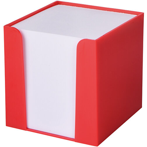 Zettelbox NEVER FORGET , rot, Kunststoff / Papier, 9,00cm x 9,00cm x 9,00cm (Länge x Höhe x Breite), Bild 1