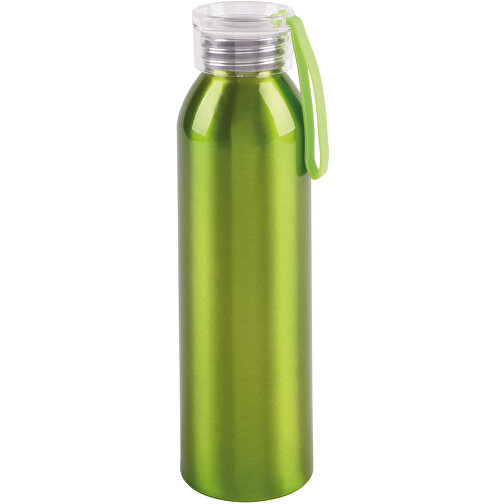 Aluminium Trinkflasche LOOPED , apfelgrün, Aluminium / Kunststoff / Silikon, 23,00cm (Höhe), Bild 1