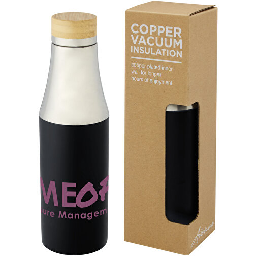 Botella de acero inoxidable con aislamiento al vacío de cobre de 540 ml con tapa de bambú 'Hulan', Imagen 4