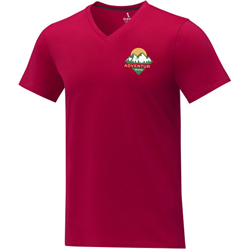 Somoto T-Shirt Mit V-Ausschnitt Für Herren , Green Concept, rot, Single jersey Strick 100% Baumwolle, 160 g/m2, M, , Bild 2