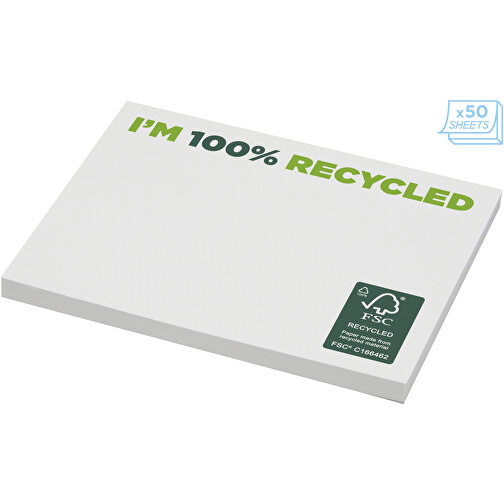 Sticky-Mate® Recycelte Haftnotizen 100 X 75 Mm , weiß, Recyceltes Papier, 80 g/m2, Recyclingkarton, 170 g/m2, 7,50cm x 0,25cm x 10,00cm (Länge x Höhe x Breite), Bild 4