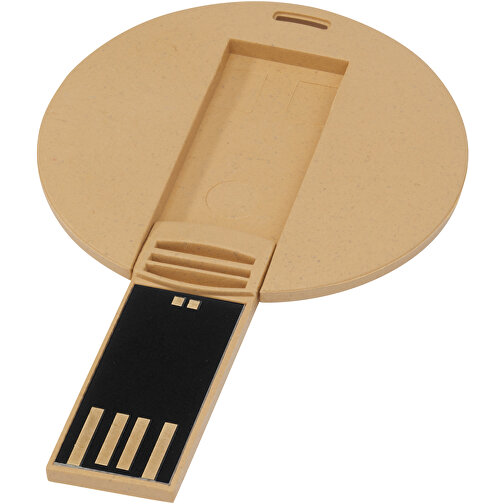 Runder Ausklappbarer USB Stick , Kraftpapier MB , 65 GB , Getreide Kunststoff MB , 0,30cm (Höhe), Bild 1