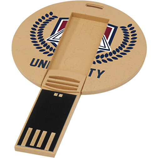 Runder Ausklappbarer USB Stick , kraftpapier MB , 16 GB , Getreide Kunststoff MB , 0,30cm (Höhe), Bild 2