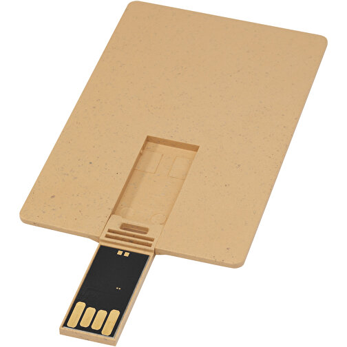 Rechteckiger, Ausklappbarer USB-Stick In Kreditkarten-Format , Kraftpapier MB , 65 GB , Getreide Kunststoff MB , 8,30cm x 0,30cm x 5,20cm (Länge x Höhe x Breite), Bild 1