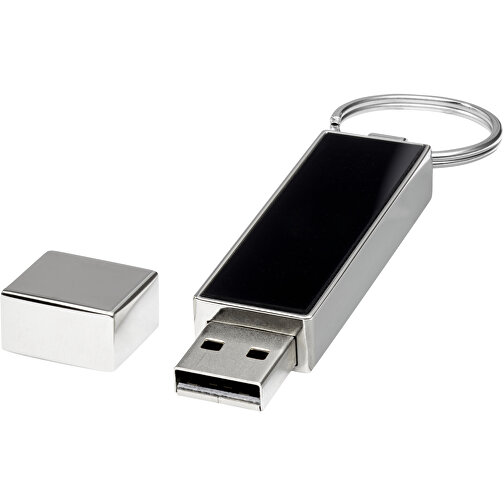 Rechteckiger Light Up USB Stick , weiß / schwarz / silber MB , 65 GB , Zink Legierung, Kunststoff MB , 6,80cm x 0,90cm x 1,70cm (Länge x Höhe x Breite), Bild 1