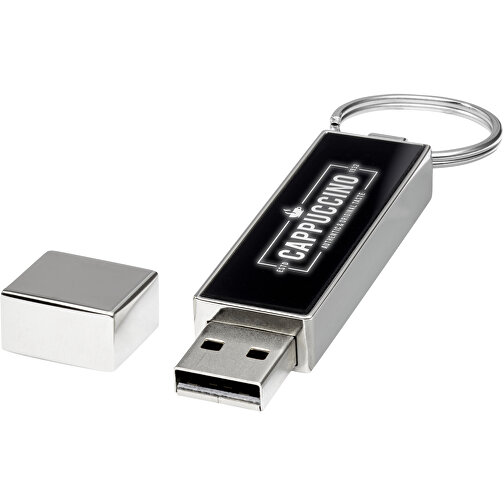 Rechteckiger Light Up USB Stick , weiss / schwarz / silber MB , 65 GB , Zink Legierung, Kunststoff MB , 6,80cm x 0,90cm x 1,70cm (Länge x Höhe x Breite), Bild 2