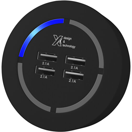 SCX.design H10 Smart USB Hub Mit Leuchtlogo , schwarz, weiß, Gummi, 7,60cm x 7,60cm x 3,70cm (Länge x Höhe x Breite), Bild 6