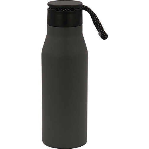Isolierflasche Mit Trageschlaufe 600ml , dunkelgrau, Edelstahl & PP, 23,00cm (Höhe), Bild 1