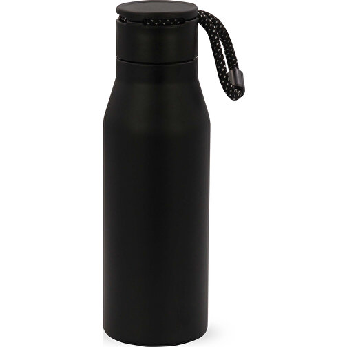 Isolierflasche Mit Trageschlaufe 600ml , schwarz, Edelstahl & PP, 23,00cm (Höhe), Bild 1