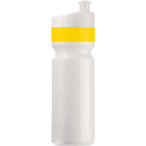 Sportflasche Mit Rand 750ml , weiss / gelb, LDPE & PP, 25,00cm (Höhe), Bild 1
