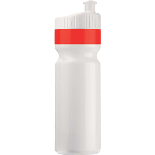Sportflasche Mit Rand 750ml , weiss / rot, LDPE & PP, 25,00cm (Höhe), Bild 1