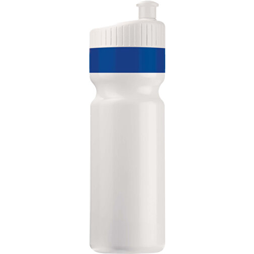 Sportflasche Mit Rand 750ml , weiß / dunkelblau, LDPE & PP, 25,00cm (Höhe), Bild 1