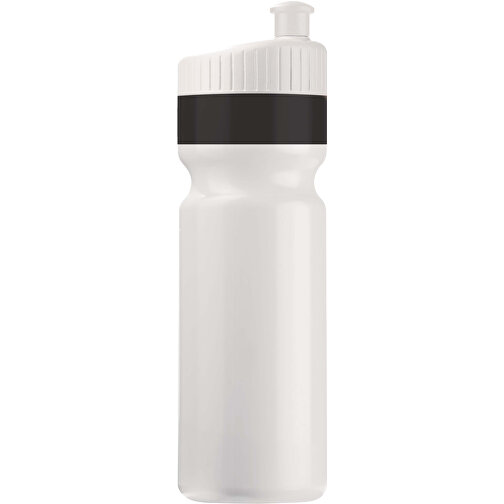 Sportflasche Mit Rand 750ml , weiss / schwarz, LDPE & PP, 25,00cm (Höhe), Bild 1