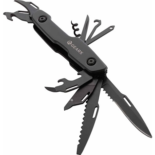 Gear X Multifunktions-Messer , schwarz, Edelstahl, 9,80cm x 1,70cm x 2,60cm (Länge x Höhe x Breite), Bild 2