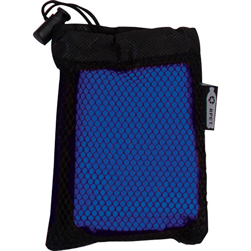 Kühlendes Handtuch Aus RPET-Material, 30x80cm , schwarz / blau, R-PET, 11,00cm x 14,50cm x 2,00cm (Länge x Höhe x Breite), Bild 1