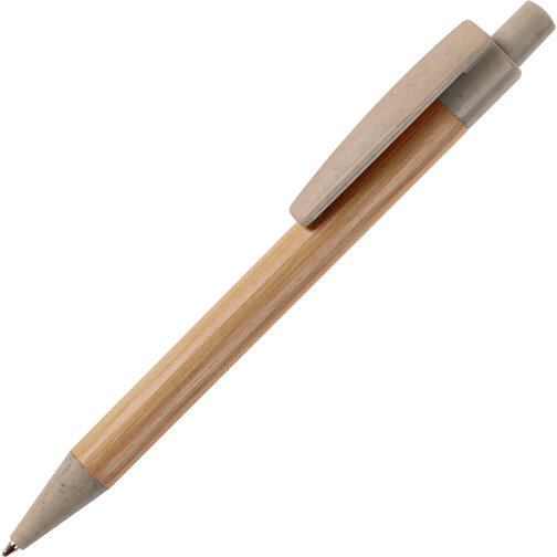 Kugelschreiber Bambus Mit Weizenstroh Elementen , grau, Bamboo & Wheatstraw, 14,00cm (Länge), Bild 2