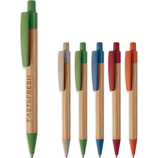 Kugelschreiber Bambus Mit Weizenstroh Elementen , orange, Bamboo & Wheatstraw, 14,00cm (Länge), Bild 5