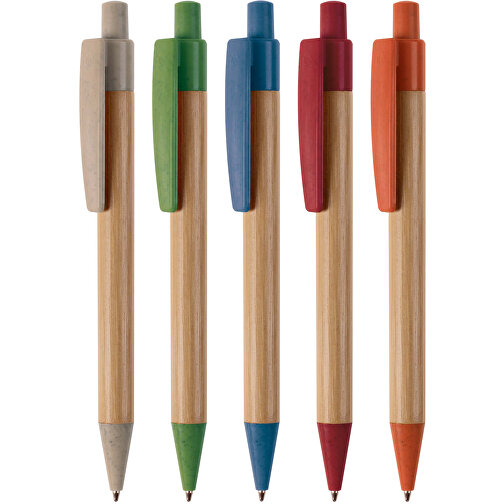 Kugelschreiber Bambus Mit Weizenstroh Elementen , blau, Bamboo & Wheatstraw, 14,00cm (Länge), Bild 4