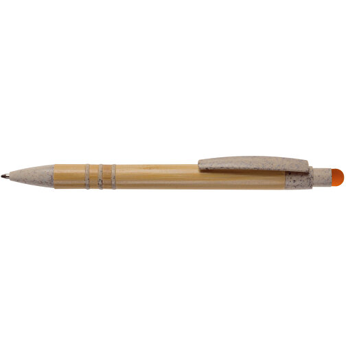 Kugelschreiber Bambus Mit Touchpen Und Weizenstroh Elementen , beige / orange, Bamboo & Wheatstraw, 14,50cm (Länge), Bild 3