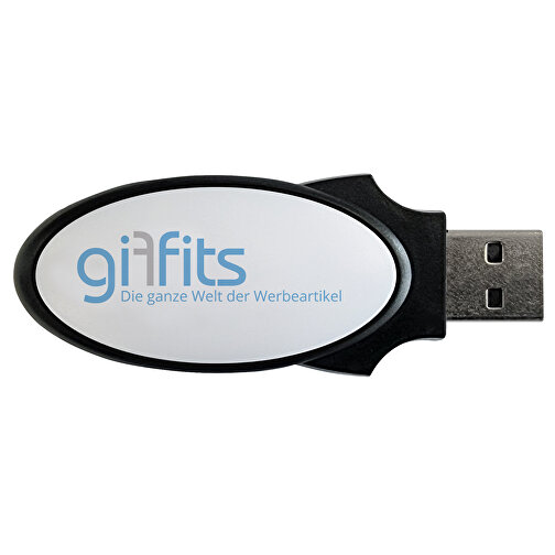 USB-Stick SWING OVAL 644GB , Promo Effects MB , schwarz / weiss MB , 65 GB , Kunststoff MB , 3 - 10 MB/s MB , 5,40cm x 0,90cm x 2,60cm (Länge x Höhe x Breite), Bild 2