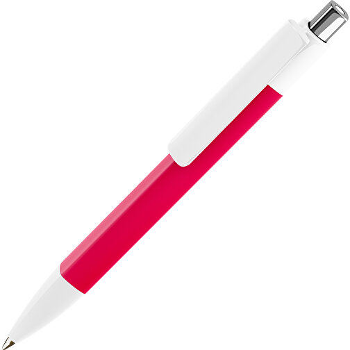 Prodir DS4 PMM Push Kugelschreiber , Prodir, weiß/rot/silber poliert, Kunststoff, 14,10cm x 1,40cm (Länge x Breite), Bild 1