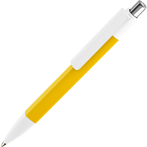Prodir DS4 PMM Push Kugelschreiber , Prodir, weiss/gelb/silber poliert, Kunststoff, 14,10cm x 1,40cm (Länge x Breite), Bild 1
