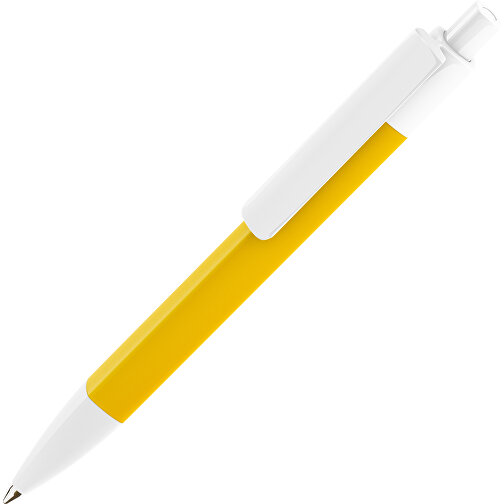 Prodir DS4 PMM Push Kugelschreiber , Prodir, weiss/gelb, Kunststoff, 14,10cm x 1,40cm (Länge x Breite), Bild 1