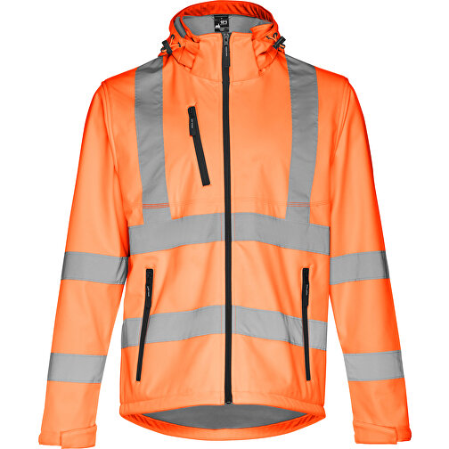 THC ZAGREB WORK. Softshell-Jacke Mit Hoher Sichtbarkeit (Unisex) , hexachrome orange, Polyester, XXL, 80,00cm x 66,00cm (Länge x Breite), Bild 1