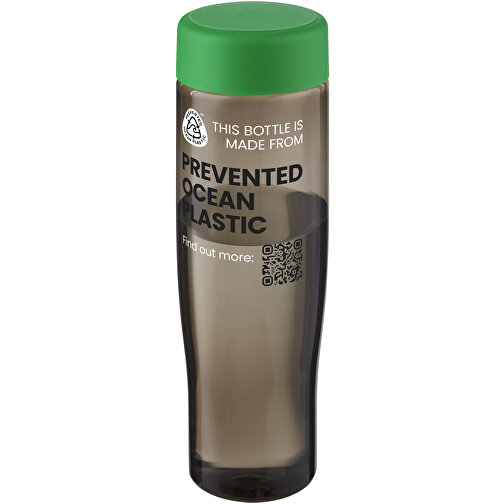 H2O Active® Eco Tempo 700 Ml Wasserflasche Mit Drehdeckel , grün / kohle, PCR Kunststoff, PP Kunststoff, 22,20cm (Höhe), Bild 2