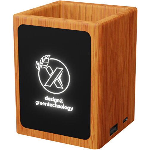 SCX.design O12 penneholder med lysende logo og dobbel USB utgang, Bilde 1