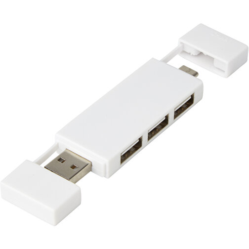 Mulan Doppelter USB 2.0-Hub , weiß, ABS Kunststoff, 9,00cm x 0,90cm x 2,00cm (Länge x Höhe x Breite), Bild 1