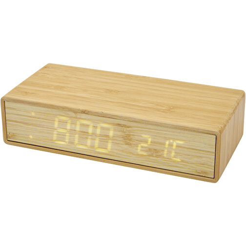 Chargeur à induction Minata en bambou avec horloge, Image 1