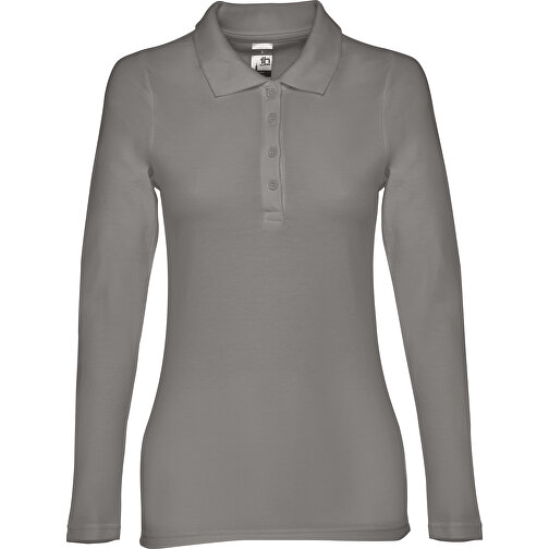 THC BERN WOMEN. Damen Langarm-Poloshirt , grau, 100% Baumwolle, XL, 68,00cm x 49,00cm (Länge x Breite), Bild 1