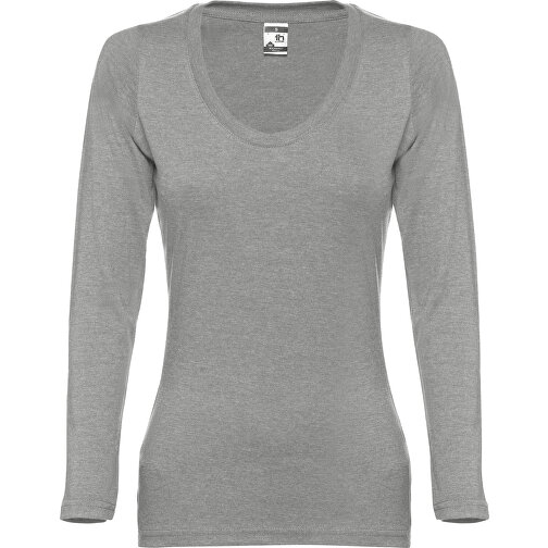 THC BUCHAREST WOMEN. Langärmeliges Tailliertes T-Shirt Für Frauen Aus Baumwolle , hellgrau melliert, 100% Baumwolle, XL, 67,00cm x 48,00cm (Länge x Breite), Bild 1