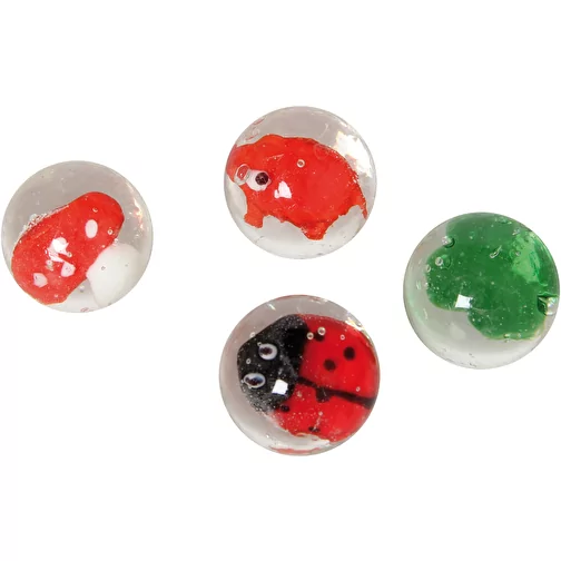Billes en verre Motifs de bonheur 30 mm 4pcs, Image 1