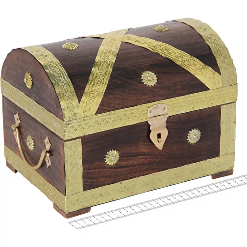 Coffre au trésor pirate doré 28 cm, Image 3