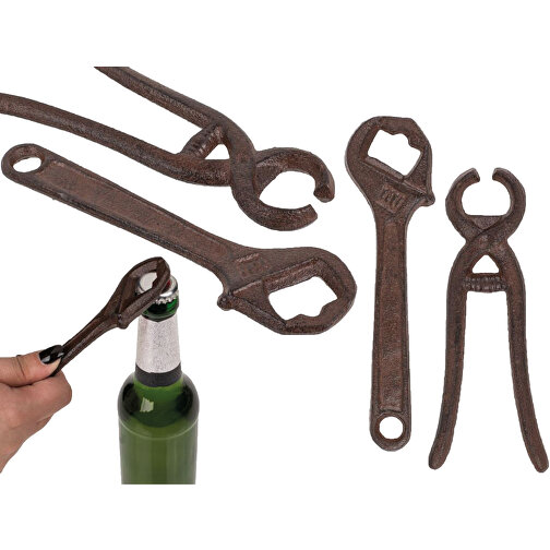 Flaschenöffner Werkzeug Rustikal Aus Metall , , 17,50cm x 1,20cm x 5,00cm (Länge x Höhe x Breite), Bild 1