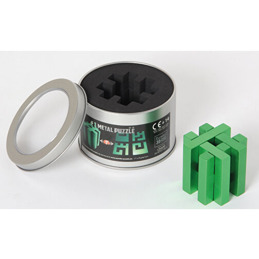 Hashtag #1 Metal Puzzle (green) In A Can** , , 5,00cm x 5,00cm x 5,00cm (Länge x Höhe x Breite), Bild 2
