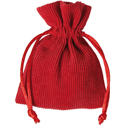 Cord-Säckchen 7,5x10cm Rot , rot, 7,50cm x 10,00cm (Länge x Breite), Bild 1