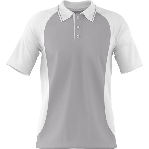 Poloshirt Individuell Gestaltbar , hellgrau / weiß, 200gsm Poly/Cotton Pique, XS, 60,00cm x 40,00cm (Höhe x Breite), Bild 1