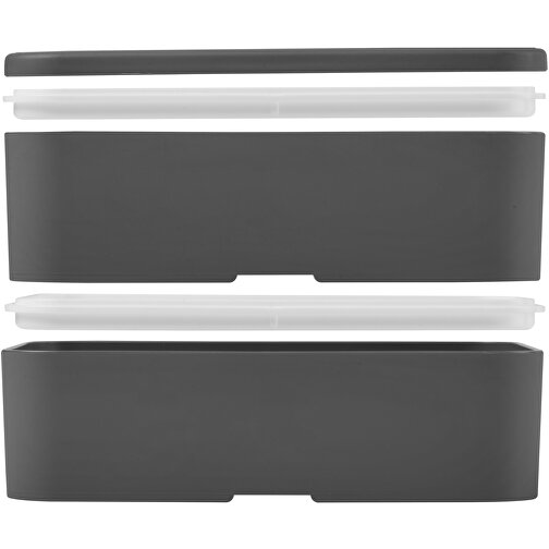 MIYO Doppel-Lunchbox , grau / grau / grau, PP Kunststoff, 18,00cm x 11,30cm x 11,00cm (Länge x Höhe x Breite), Bild 7