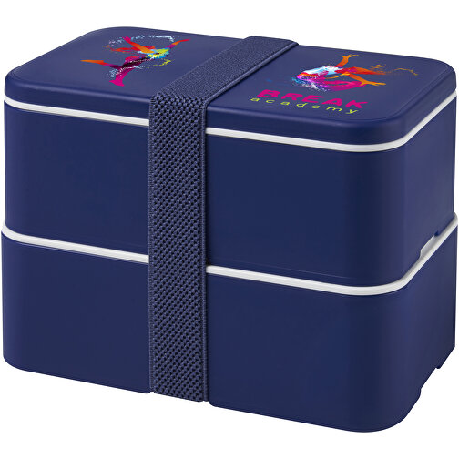 MIYO Doppel-Lunchbox , blau / blau / blau, PP Kunststoff, 18,00cm x 11,30cm x 11,00cm (Länge x Höhe x Breite), Bild 2