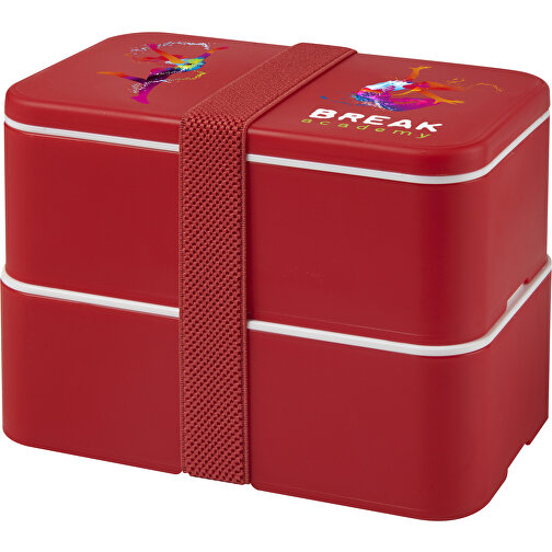 MIYO Doppel-Lunchbox , rot / rot / rot, PP Kunststoff, 18,00cm x 11,30cm x 11,00cm (Länge x Höhe x Breite), Bild 2