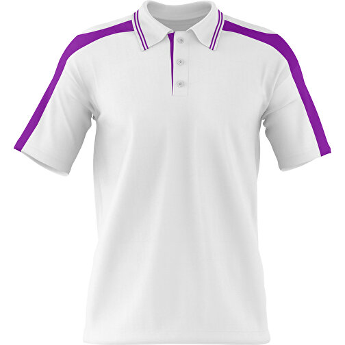Poloshirt Individuell Gestaltbar , weiß / dunkelmagenta, 200gsm Poly / Cotton Pique, XS, 60,00cm x 40,00cm (Höhe x Breite), Bild 1