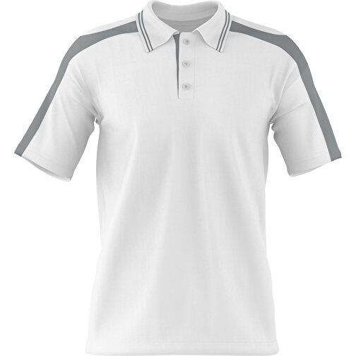 Poloshirt Individuell Gestaltbar , weiss / silber, 200gsm Poly / Cotton Pique, XL, 76,00cm x 59,00cm (Höhe x Breite), Bild 1