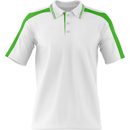 Poloshirt Individuell Gestaltbar , weiß / grasgrün, 200gsm Poly / Cotton Pique, XL, 76,00cm x 59,00cm (Höhe x Breite), Bild 1
