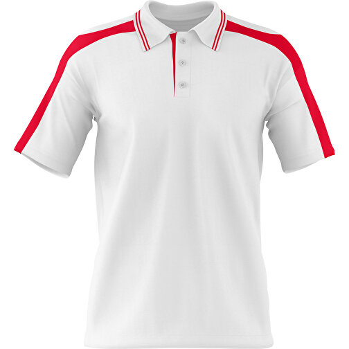 Poloshirt Individuell Gestaltbar , weiß / ampelrot, 200gsm Poly / Cotton Pique, XL, 76,00cm x 59,00cm (Höhe x Breite), Bild 1