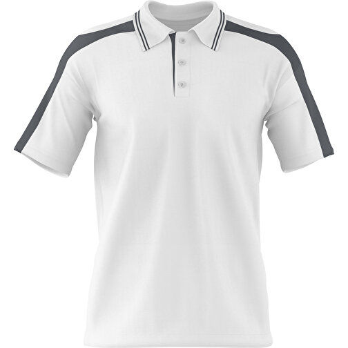 Poloshirt Individuell Gestaltbar , weiß / dunkelgrau, 200gsm Poly / Cotton Pique, M, 70,00cm x 49,00cm (Höhe x Breite), Bild 1